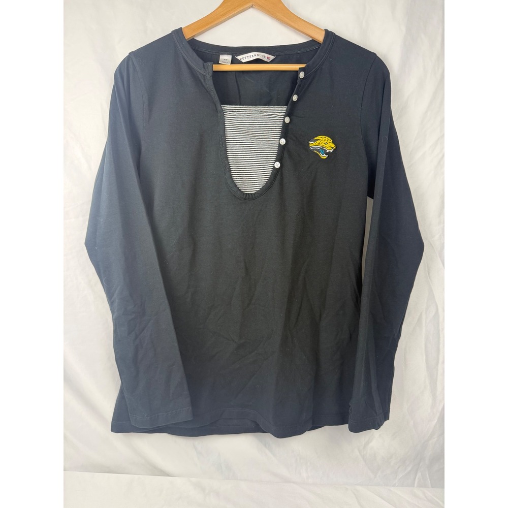 Cutter & Buck Size M Jacksonville Jaguars Pima Cotton Henley Long Sleeve Top NFL